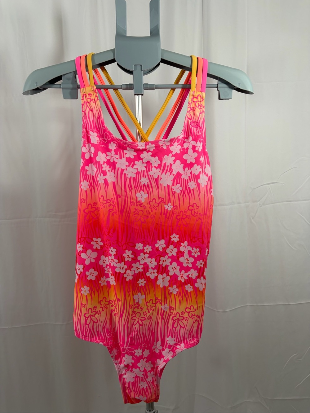NWT ZeroXposure Girl’s Size 20P Pink Floral Strappy Swimwear with Swim Skirt